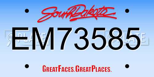 EM73585 South Dakota License Plate