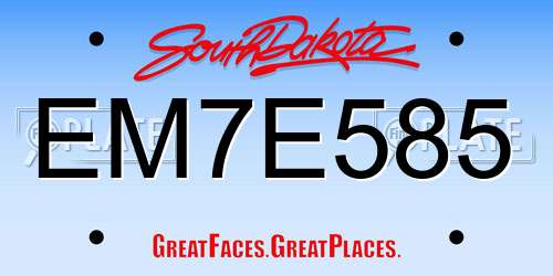 EM7E585 South Dakota License Plate