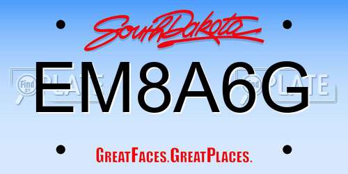 EM8A6G South Dakota License Plate