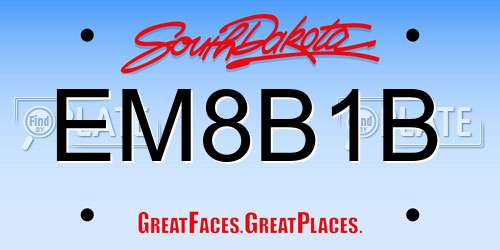 EM8B1B South Dakota License Plate