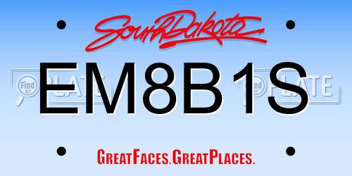 EM8B1S South Dakota License Plate