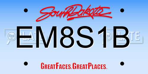 EM8S1B South Dakota License Plate