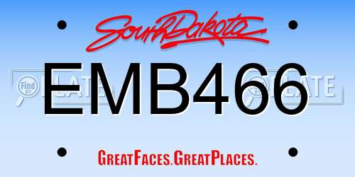 EMB466 South Dakota License Plate