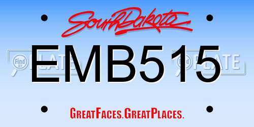 EMB515 South Dakota License Plate