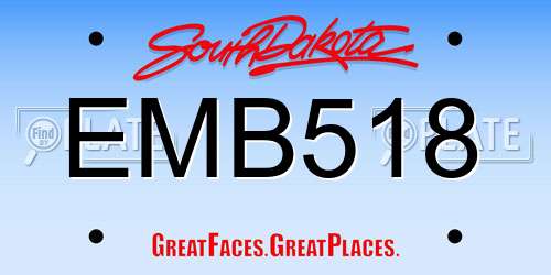 EMB518 South Dakota License Plate