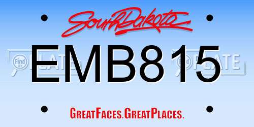 EMB815 South Dakota License Plate