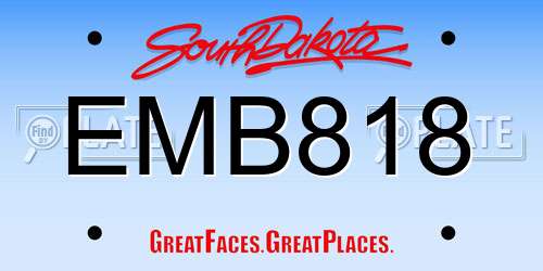 EMB818 South Dakota License Plate