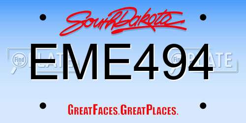 EME494 South Dakota License Plate