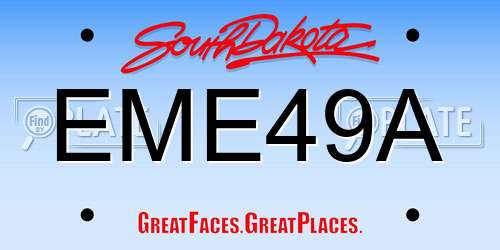 EME49A South Dakota License Plate