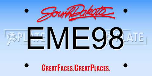 EME98 South Dakota License Plate
