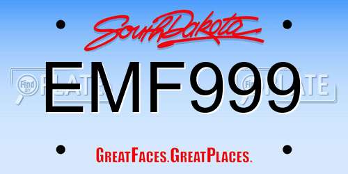 EMF999 South Dakota License Plate