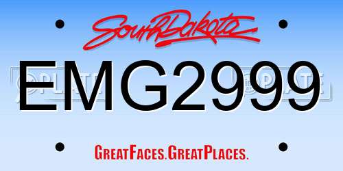 EMG2999 South Dakota License Plate