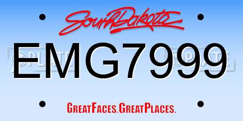 EMG7999 South Dakota License Plate