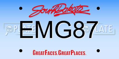 EMG87 South Dakota License Plate
