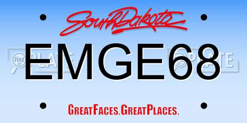 EMGE68 South Dakota License Plate