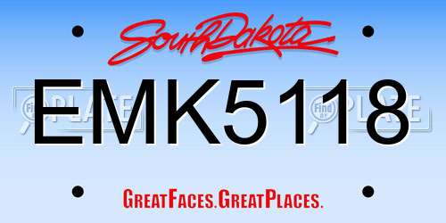 EMK5118 South Dakota License Plate