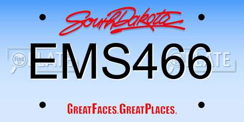 EMS466 South Dakota License Plate