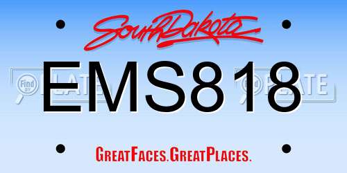 EMS818 South Dakota License Plate