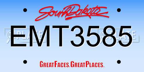 EMT3585 South Dakota License Plate
