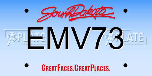 EMV73 South Dakota License Plate
