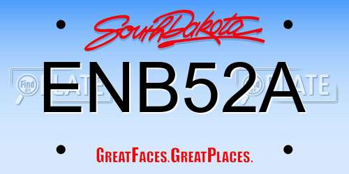 ENB52A South Dakota License Plate