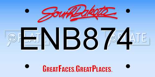 ENB874 South Dakota License Plate
