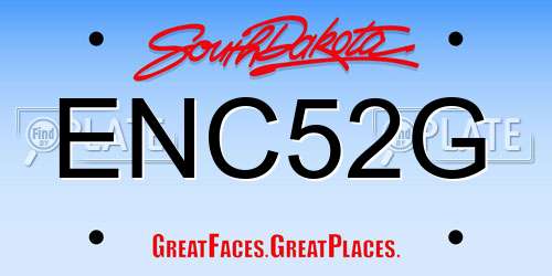 ENC52G South Dakota License Plate