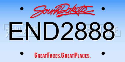END2888 South Dakota License Plate