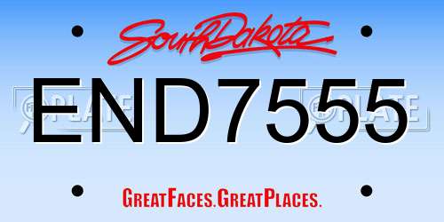 END7555 South Dakota License Plate