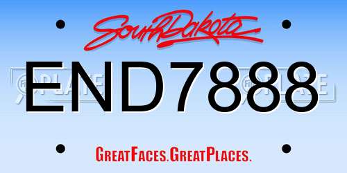 END7888 South Dakota License Plate