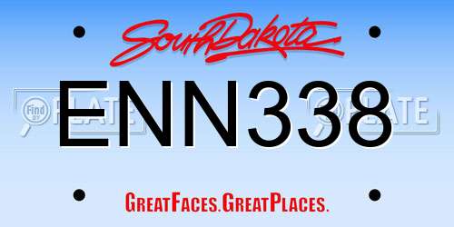 ENN338 South Dakota License Plate