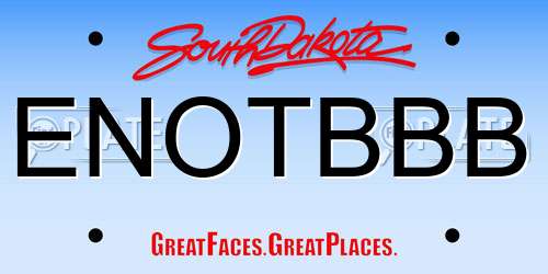 ENOTBBB South Dakota License Plate
