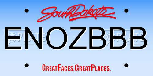 ENOZBBB South Dakota License Plate