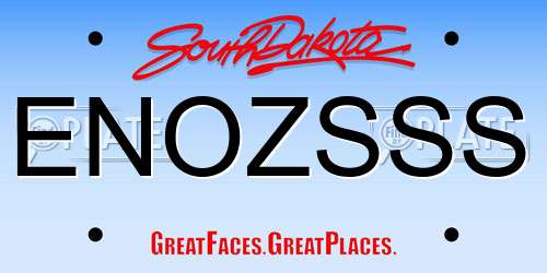 ENOZSSS South Dakota License Plate