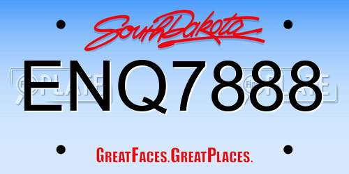 ENQ7888 South Dakota License Plate