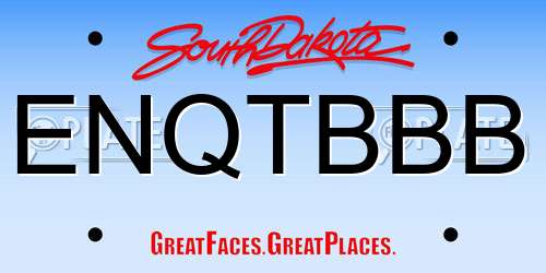 ENQTBBB South Dakota License Plate