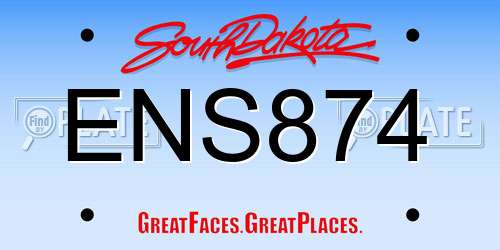 ENS874 South Dakota License Plate