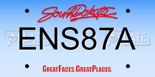 ENS87A South Dakota License Plate