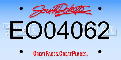 EO04062 South Dakota License Plate