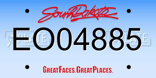 EO04885 South Dakota License Plate