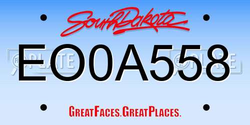 EO0A558 South Dakota License Plate