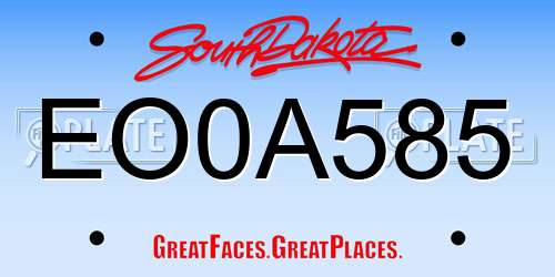 EO0A585 South Dakota License Plate