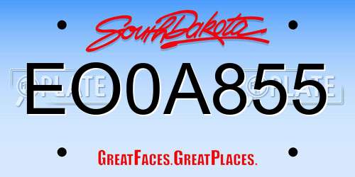 EO0A855 South Dakota License Plate