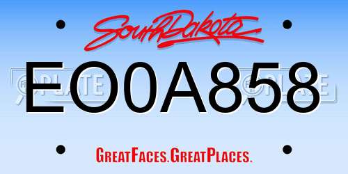 EO0A858 South Dakota License Plate