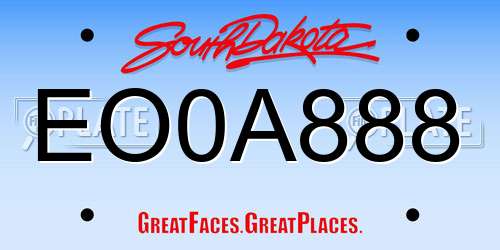 EO0A888 South Dakota License Plate