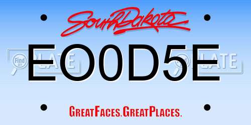 EO0D5E South Dakota License Plate