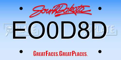 EO0D8D South Dakota License Plate