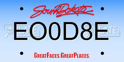 EO0D8E South Dakota License Plate