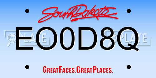EO0D8Q South Dakota License Plate