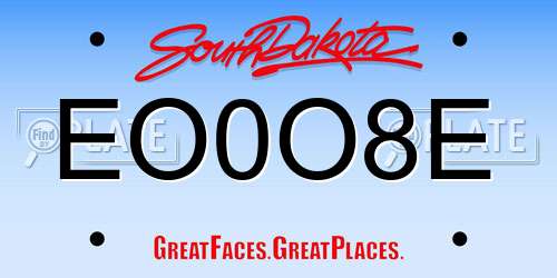 EO0O8E South Dakota License Plate